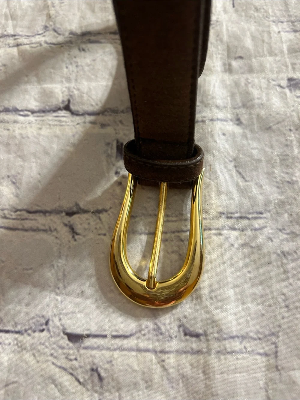 GENUINE SUEDE CHOCOLATE BROWN WOMEN’S BELT GOLD TONE BUCKLE SIZE XL